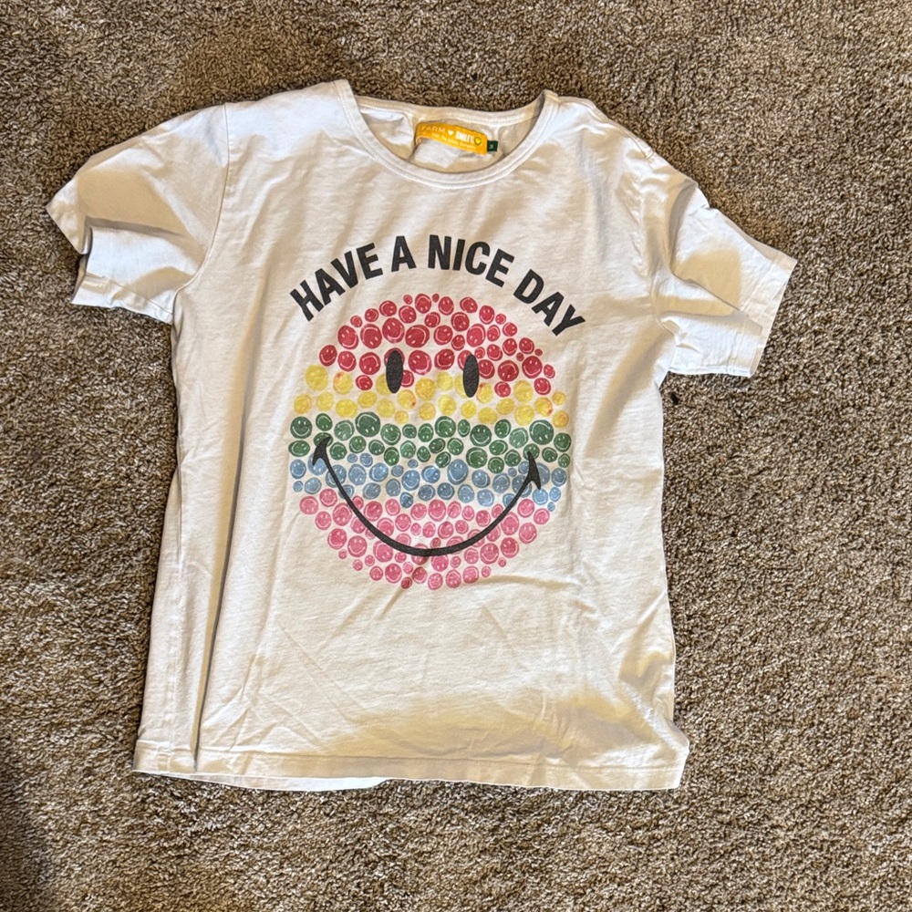 Farm Rio x Smiley Have A Nice Day t shirt t-shirt size Medium M